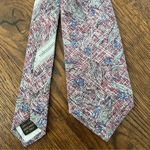 Vintage Valentino 100% Silk Feather Abstract Pattern Made Italy Handmade Tie